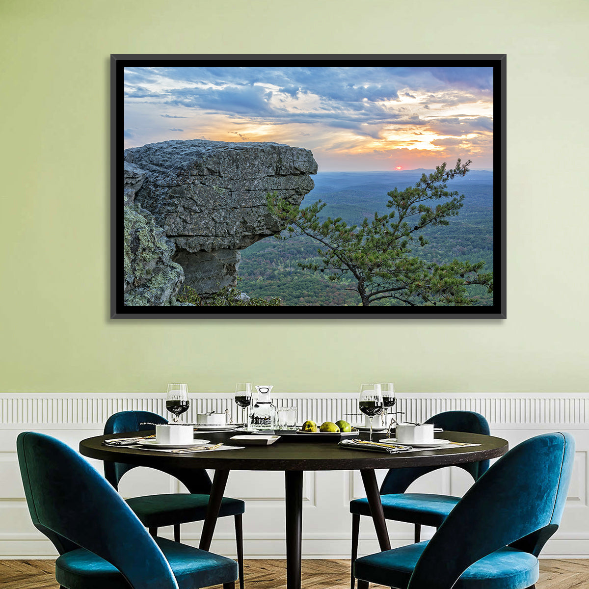 Bald Rock Sunset Over Cheaha State Park Wall Art in a room, landscape