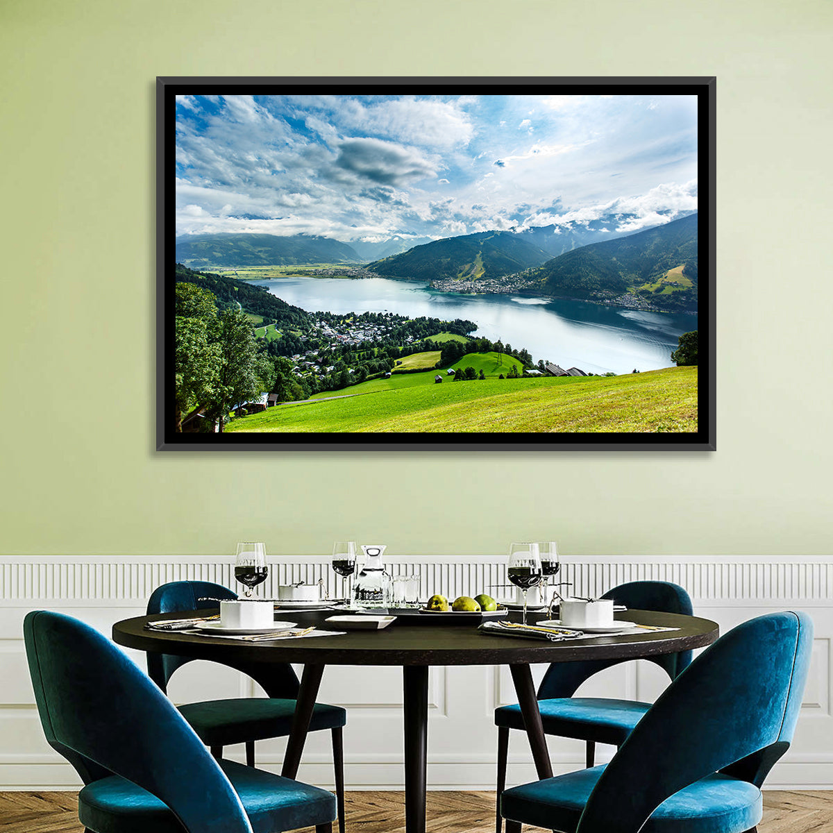 Zell Am See Panorama Wall Art in a room, landscape