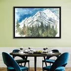 Snowy Mountain Watercolor Wall Art
