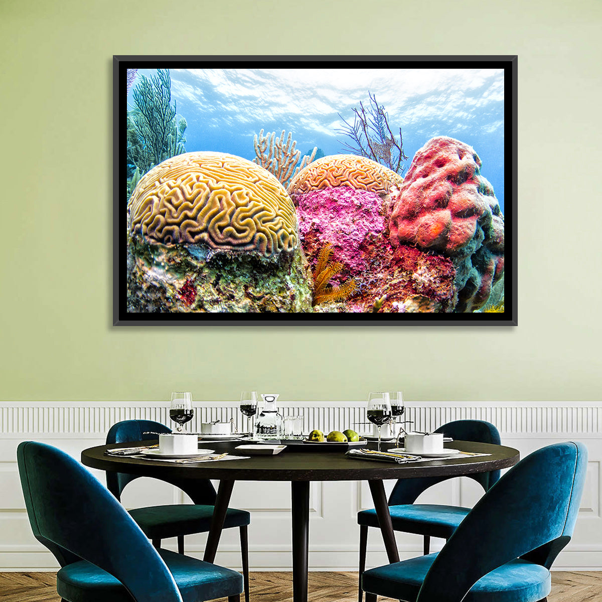 Vibrant Brain Coral Reef Wall Art