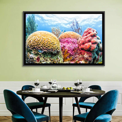 Vibrant Brain Coral Reef Wall Art