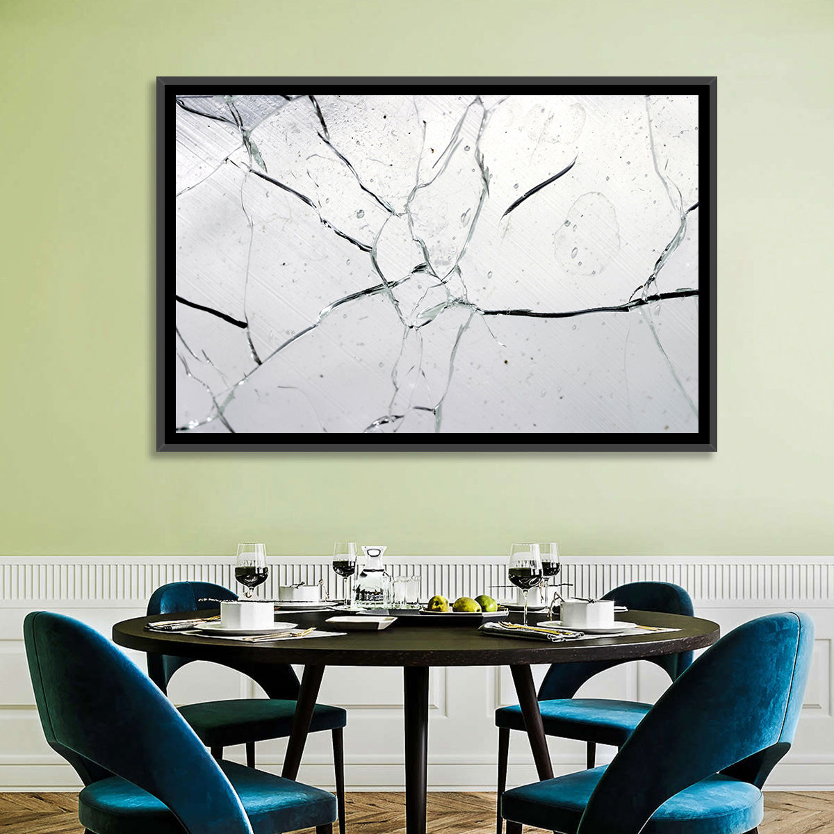 Fractured Glass Macro Study Wall Art in a room, landscape