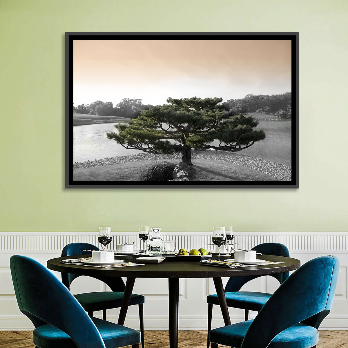 Bonsai Pine in Japanese Garden Wall Art