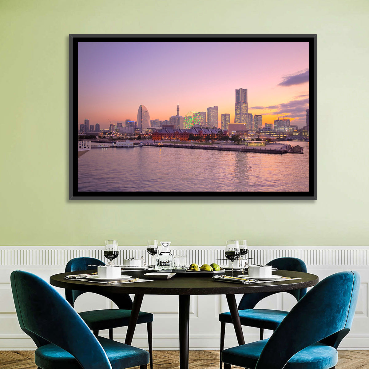 Yokohama Harbor Twilight Wall Art