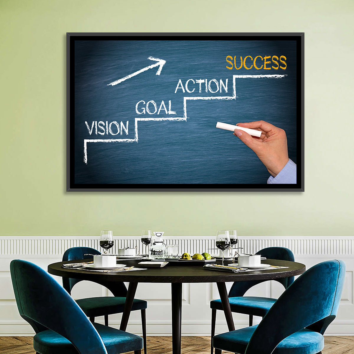 Vision Goal Action Success Chalk Diagram Wall Art