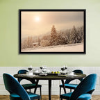 Snowy Pine Forest at Golden Hour Wall Art