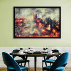 Warsaw Spire Burning City Abstract Wall Art