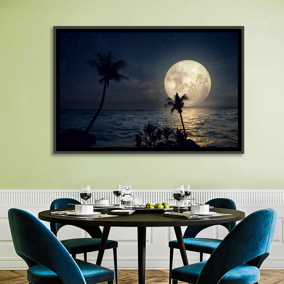 Supermoon Over Tropical Beach Wall Art