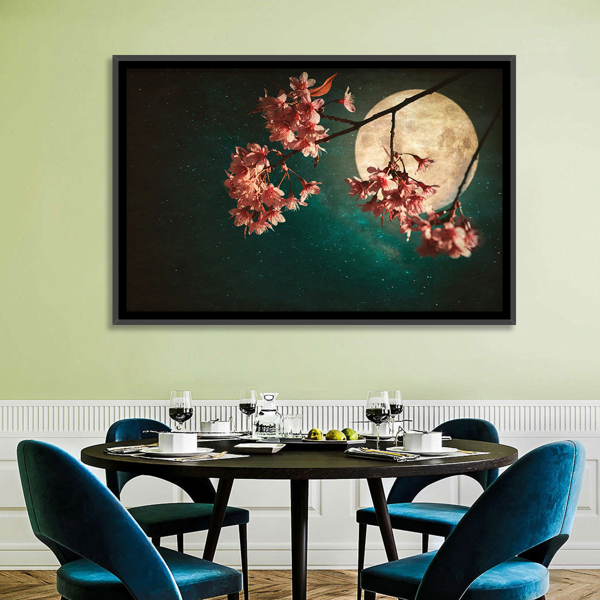 Moonlit Sakura Blossoms Wall Art