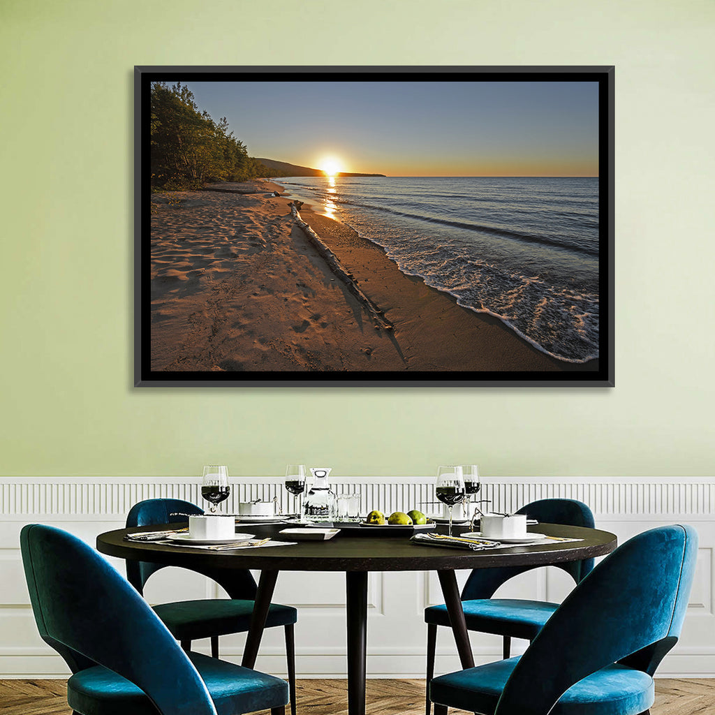 Lake Superior Driftwood Beach Sunset Wall Art