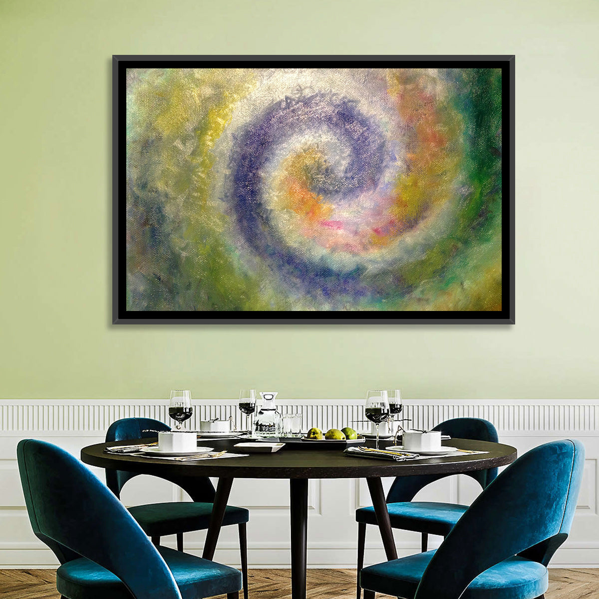 Spiral Golden Ratio Wall Art in a room, landscape