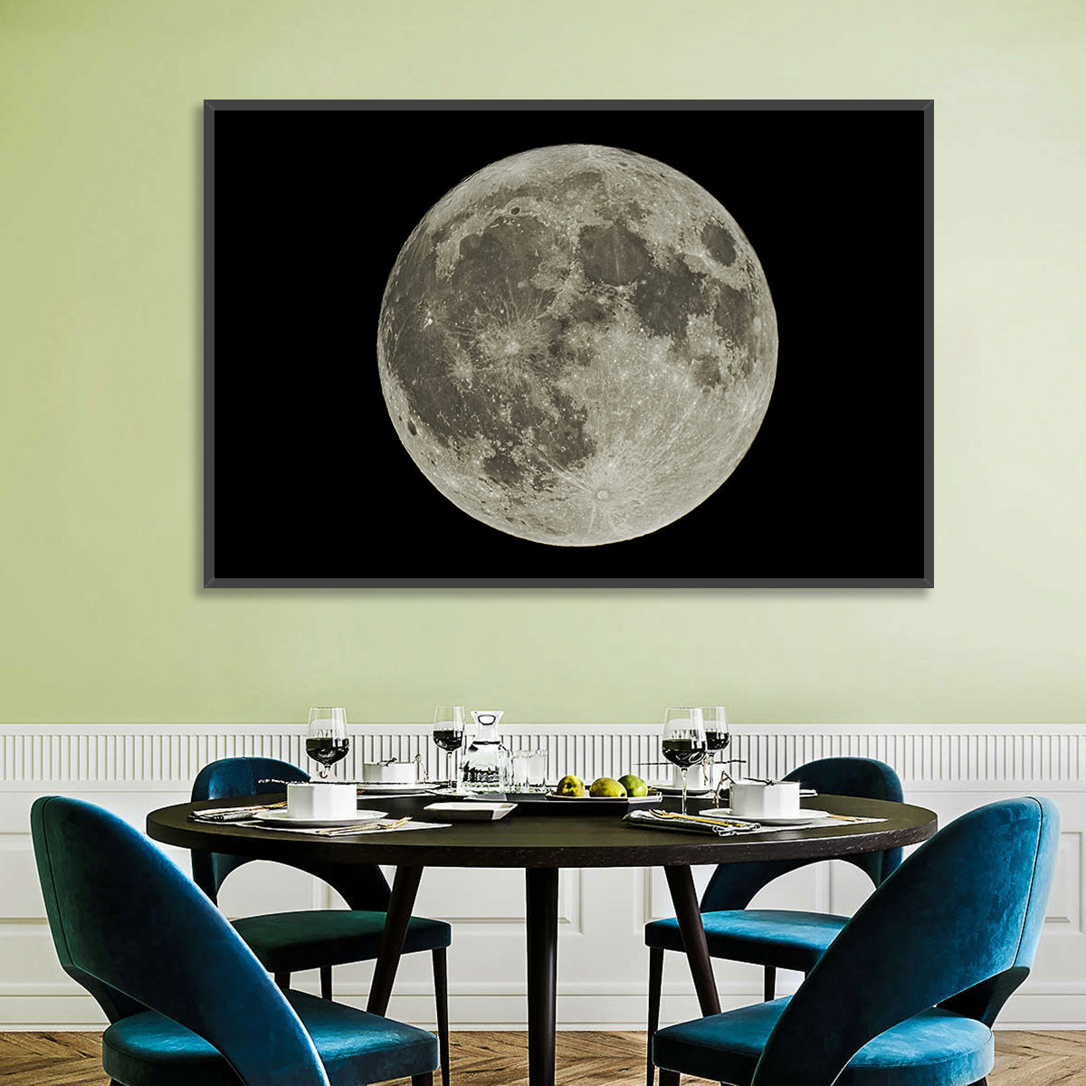 Full Moon with Tycho Rays Wall Art in a room, landscape