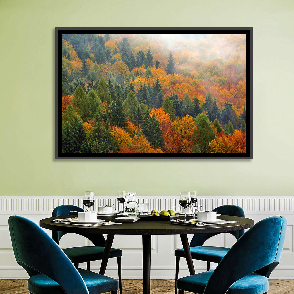 Misty Autumn Forestscape Wall Art