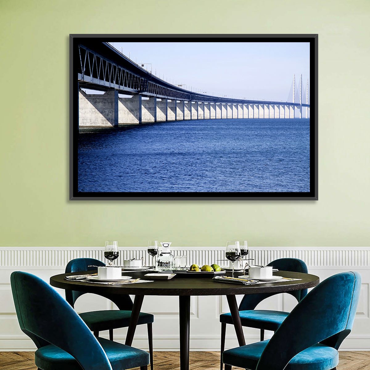 Oresund Bridge Perspective Wall Art in a room, landscape