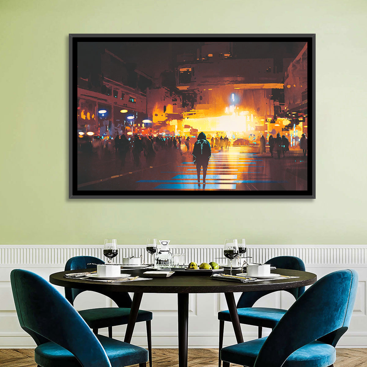 Futuristic Neon Cityscape Wall Art