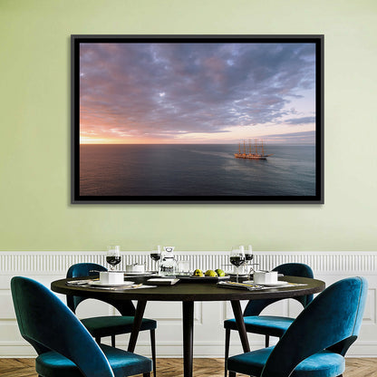 Sunlit Tall Ship at Sea Wall Art