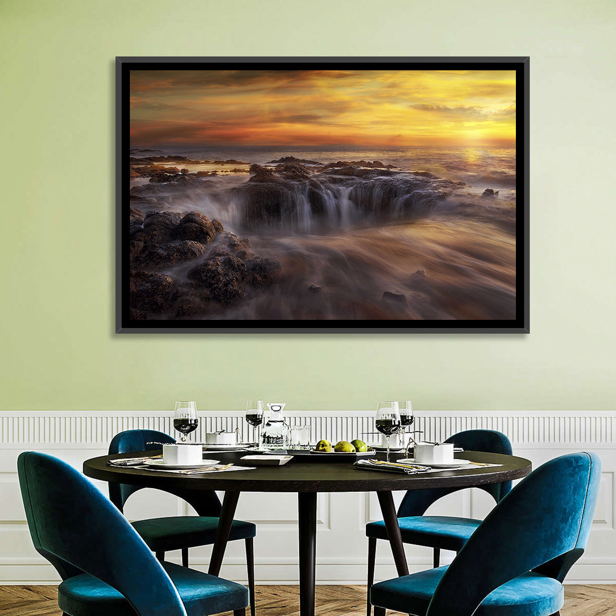Thors Well at Cooks Chasm Sunset Wall Art in a room, landscape