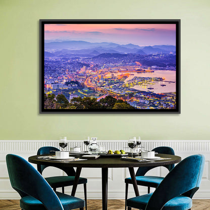 Sasebo Downtown Twilight Harbor Wall Art