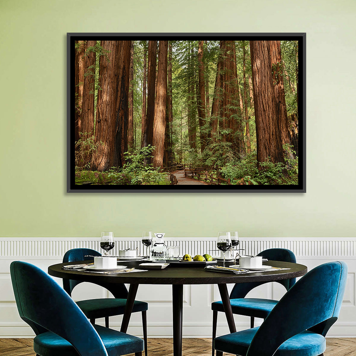 Muir Woods Redwood Trail Wall Art in a room, landscape
