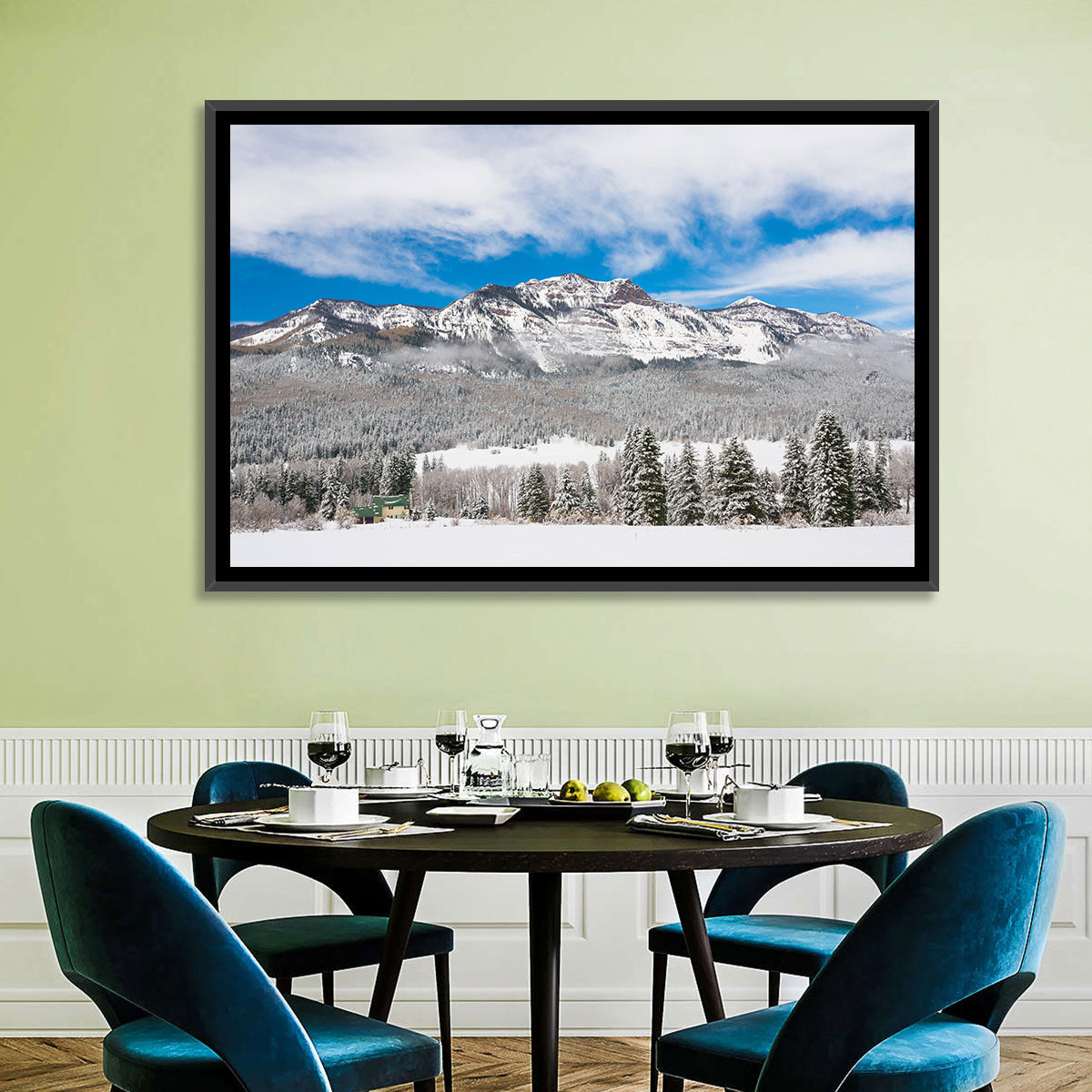 Colorado Snowy Mountain Cabin Wall Art
