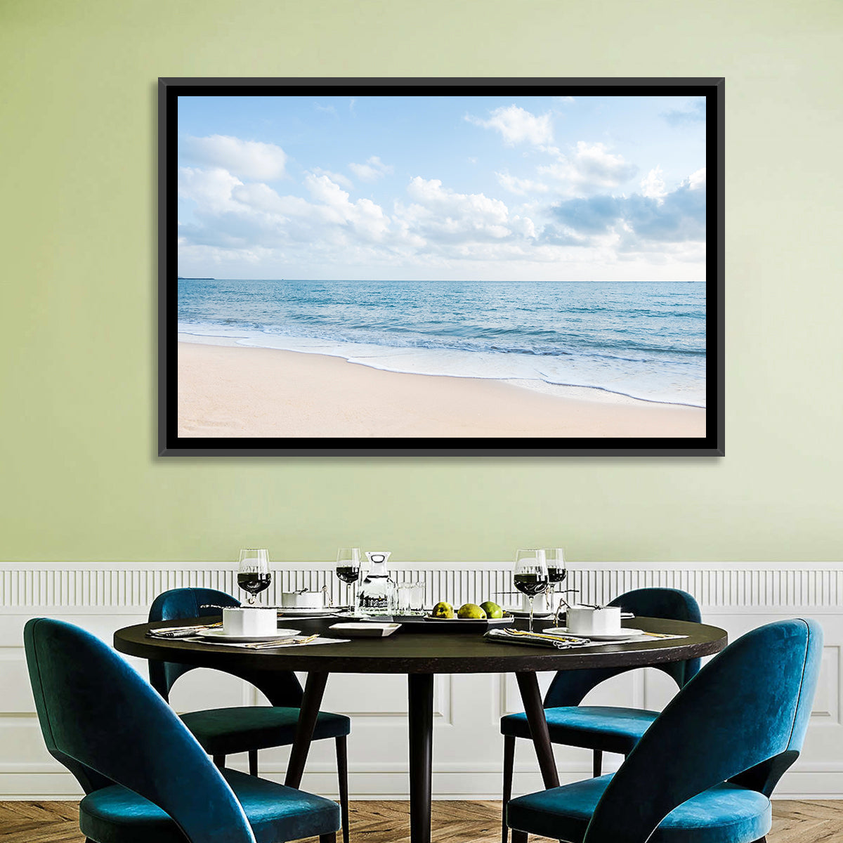 Minimalist Sandy Beach and Gentle Waves Wall Art