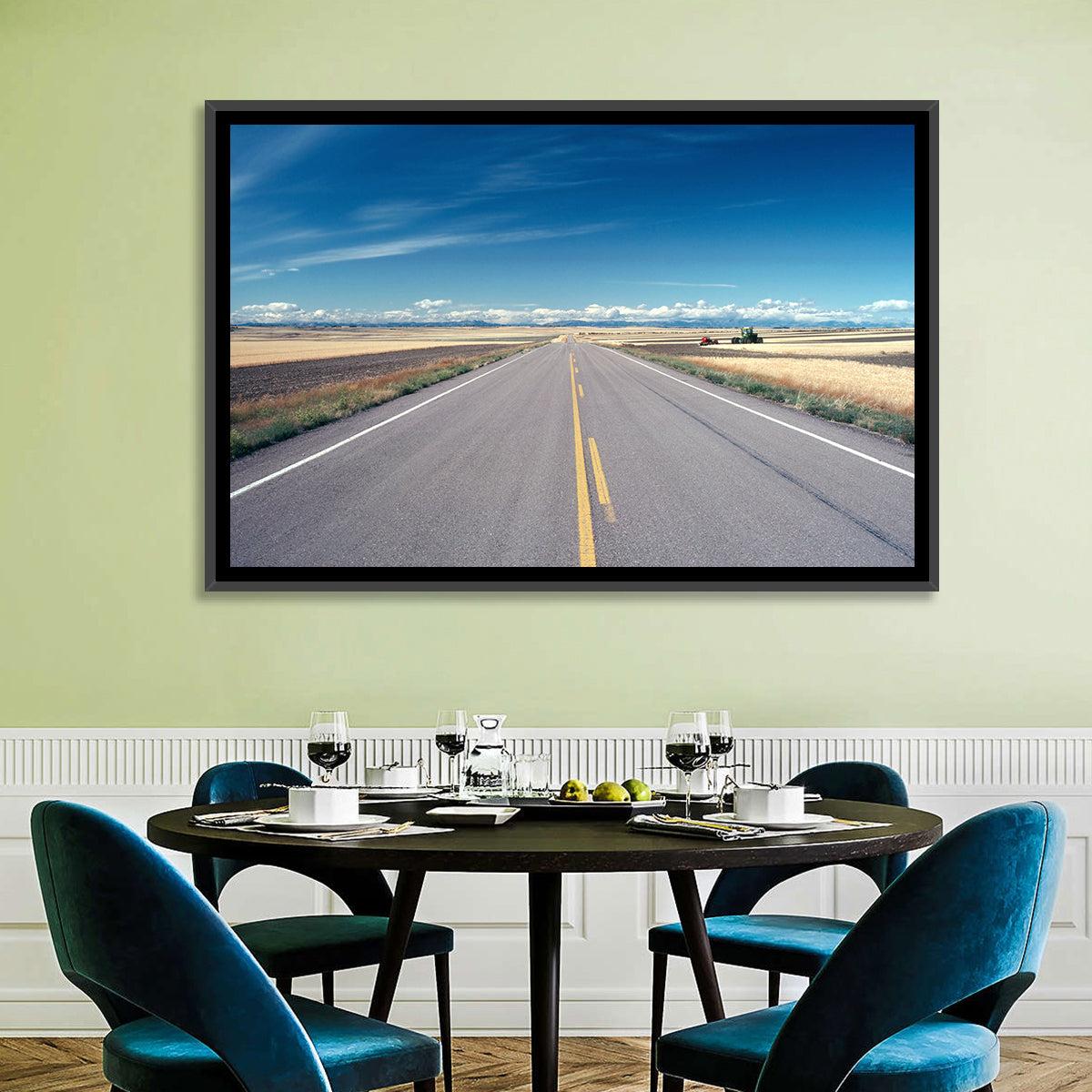 Infinite Road, Montana Wall Art in a room, landscape