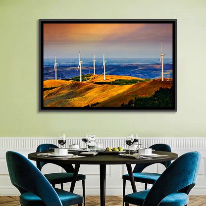 Golden Hour Wind Turbines Wall Art