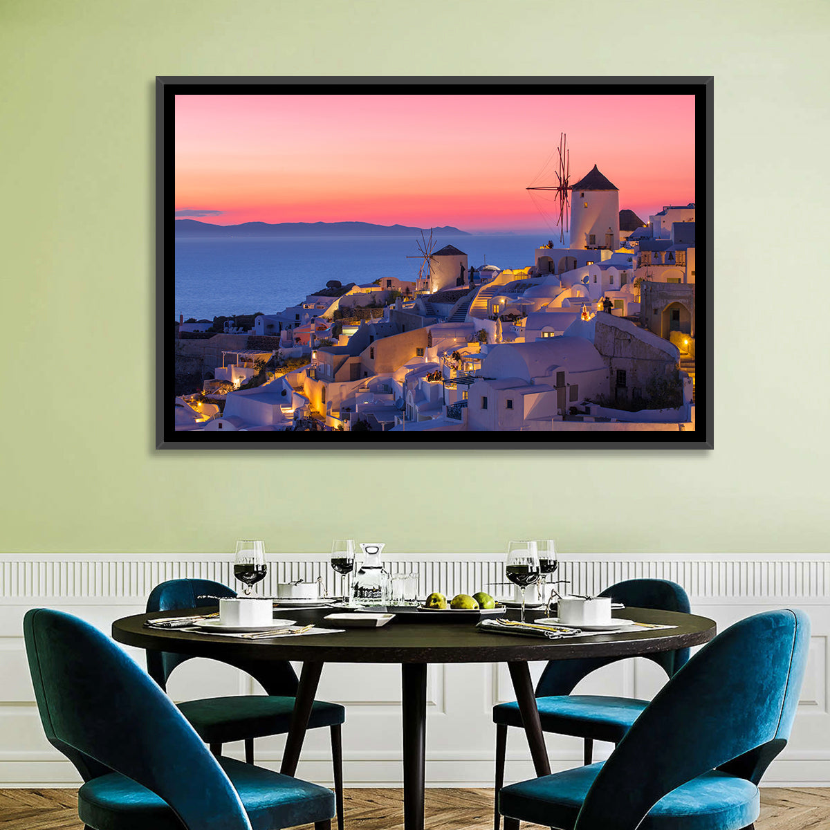 Oia Windmills at Dusk Wall Art