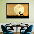Bull Elk Silhouette Under Supermoon Wall Art