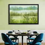 Misty River Meadow Watercolor Wall Art