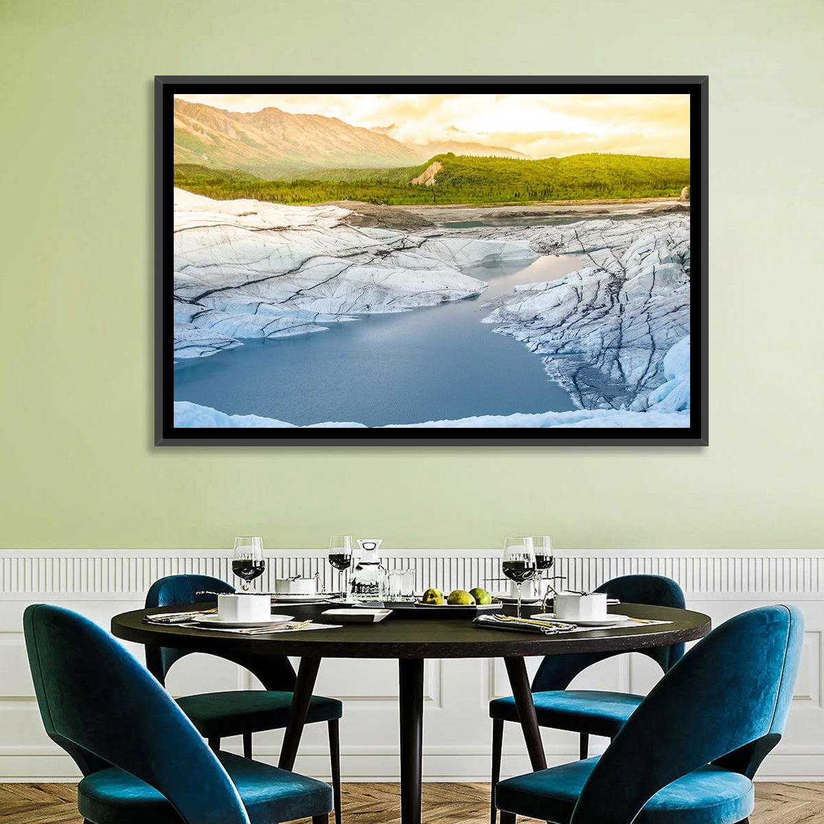 Matanuska Glacier at Sunset Wall Art in a room, landscape