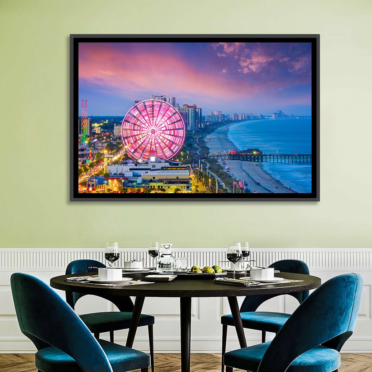 Myrtle Beach Skywheel at Twilight Wall Art in a room, landscape