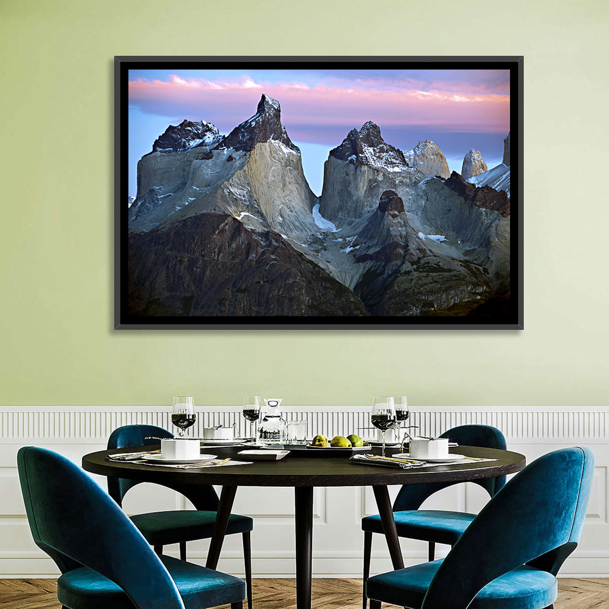 Los Cuernos Peak Valley, Torres Del Paine Wall Art in a room, landscape