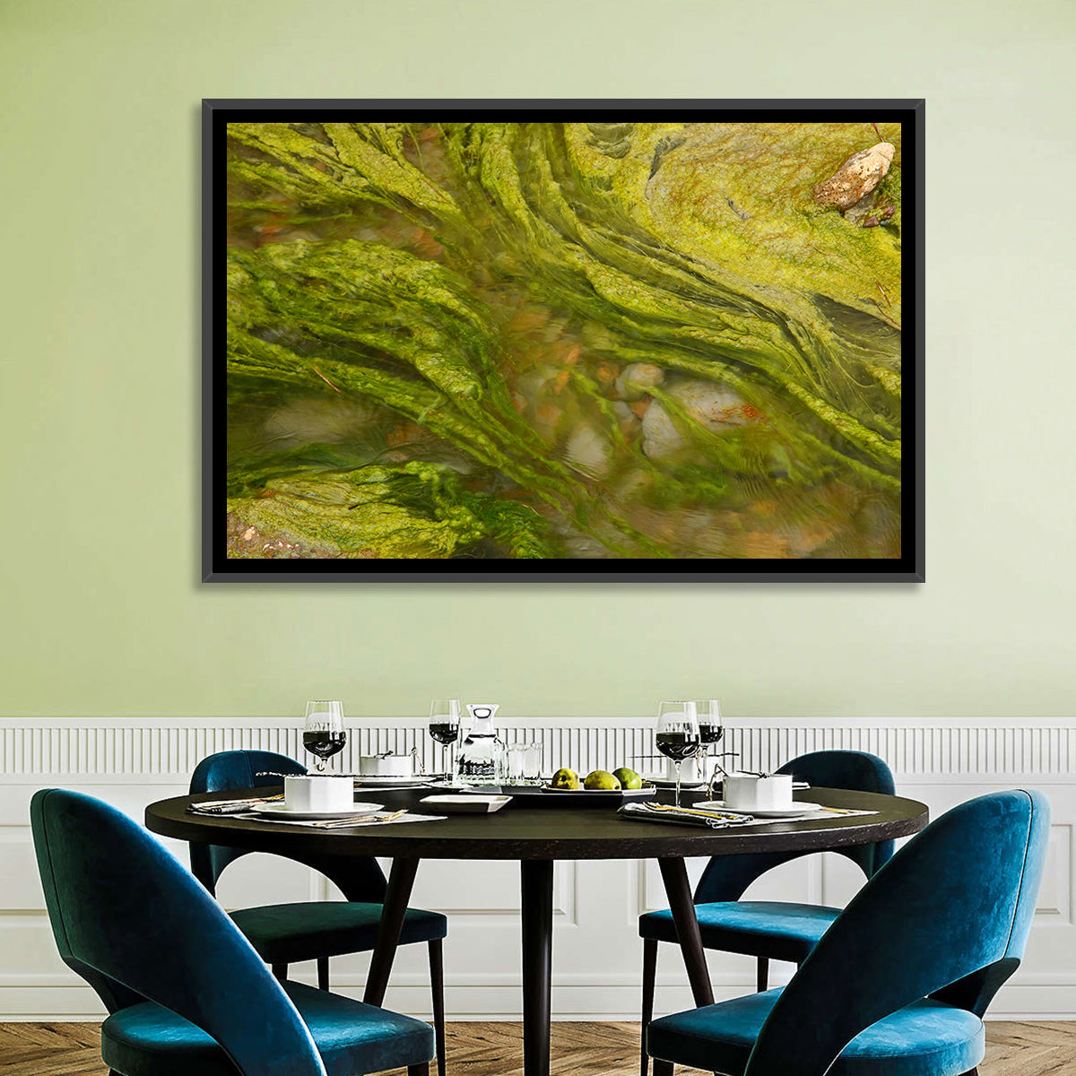 Macro Algae Stream Wall Art in a room, landscape