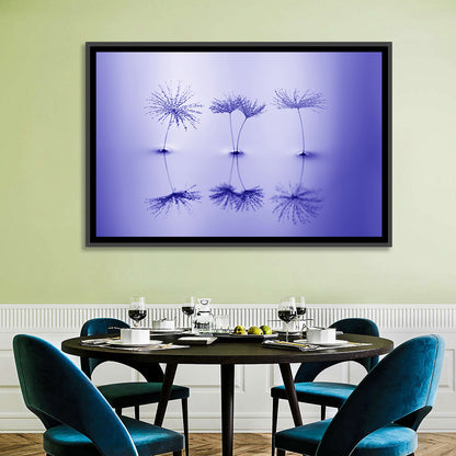 Blue Dandelion Seeds with Reflections Wall Art
