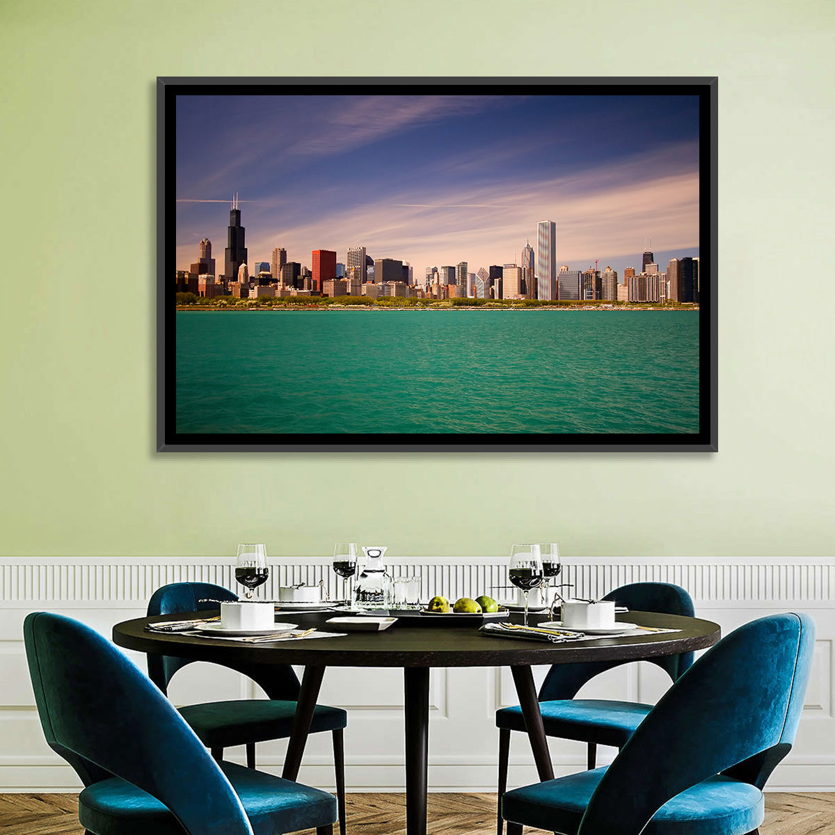 Chicago Skyline Above Lake Michigan Wall Art