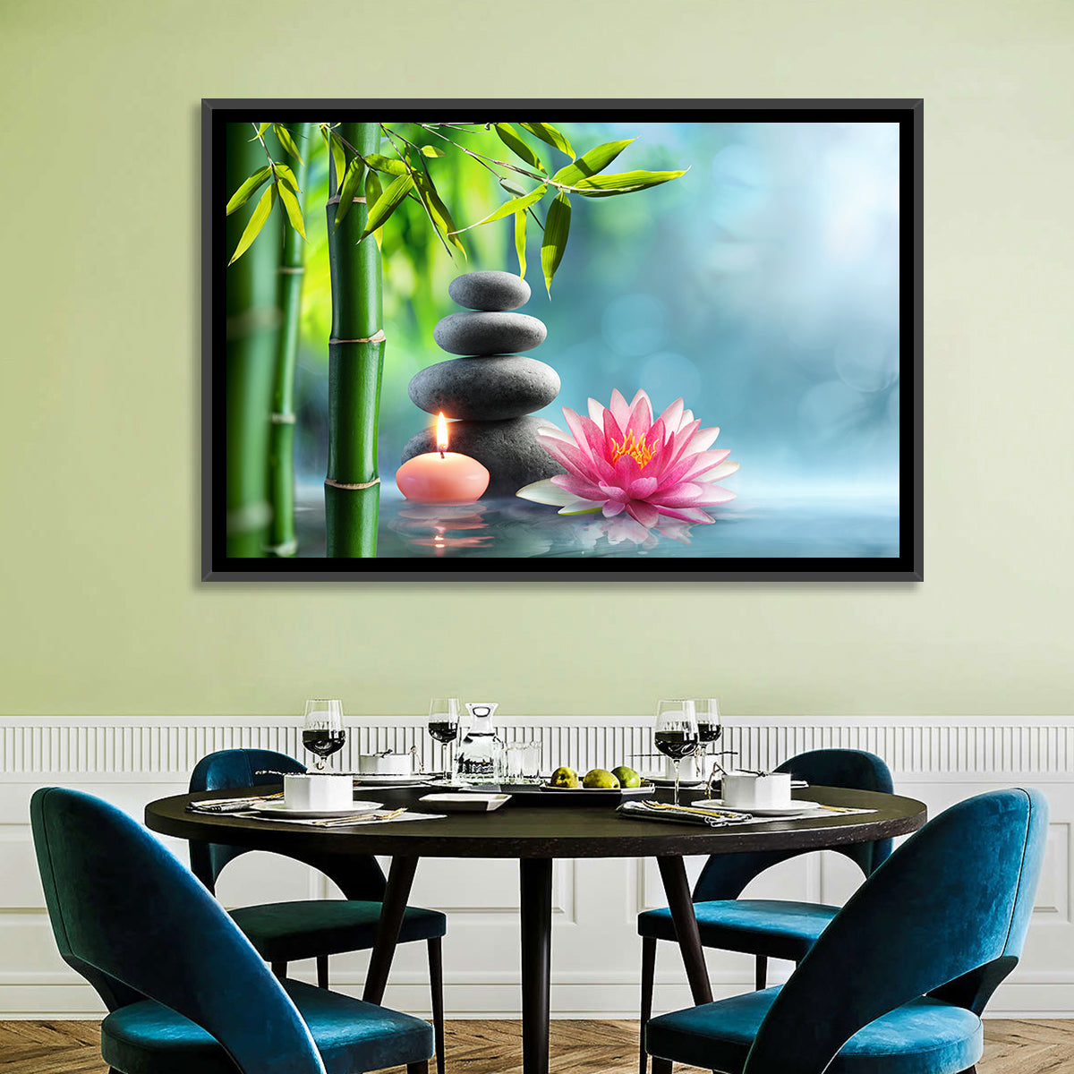 Zen Massage Stones with Waterlily Wall Art