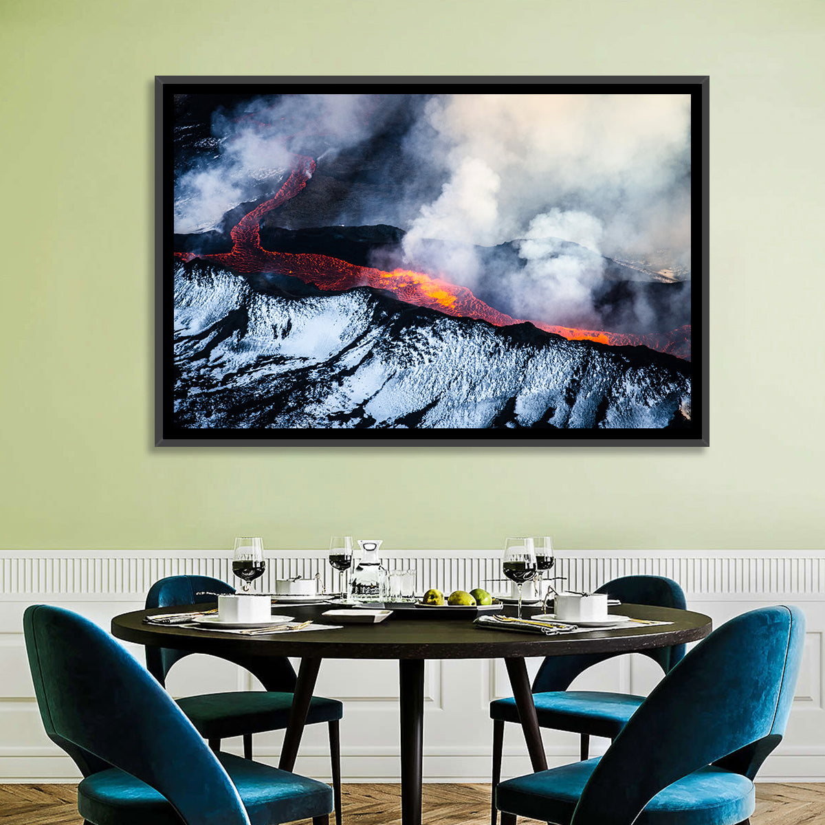 Snow-crusted Lava Flow Wall Art in a room, landscape