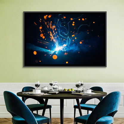 Bright Blue Welding Sparks Wall Art