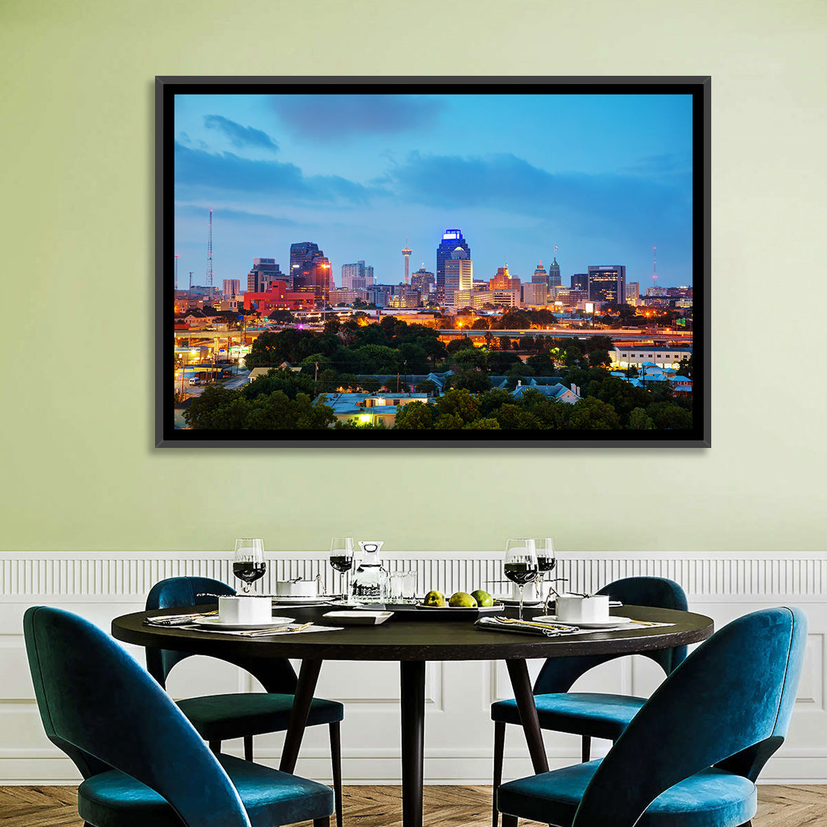 San Antonio Skyline at Dusk Wall Art