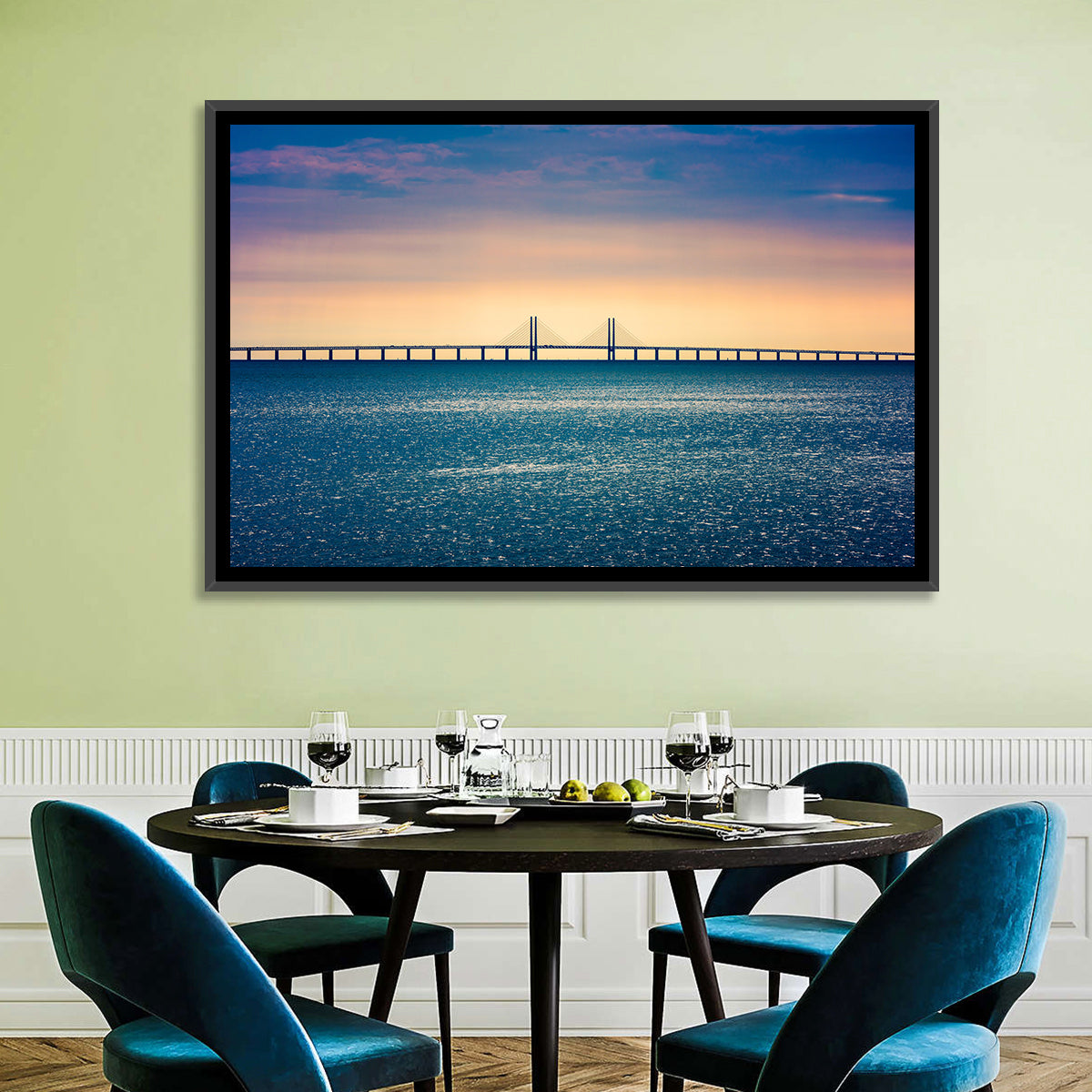 Øresund Bridge at Sunset Wall Art