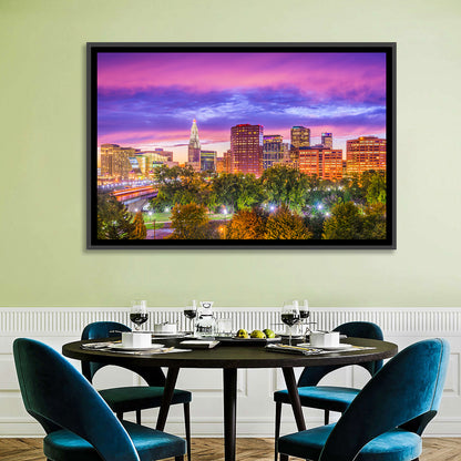 Hartford Skyline at Dusk Wall Art