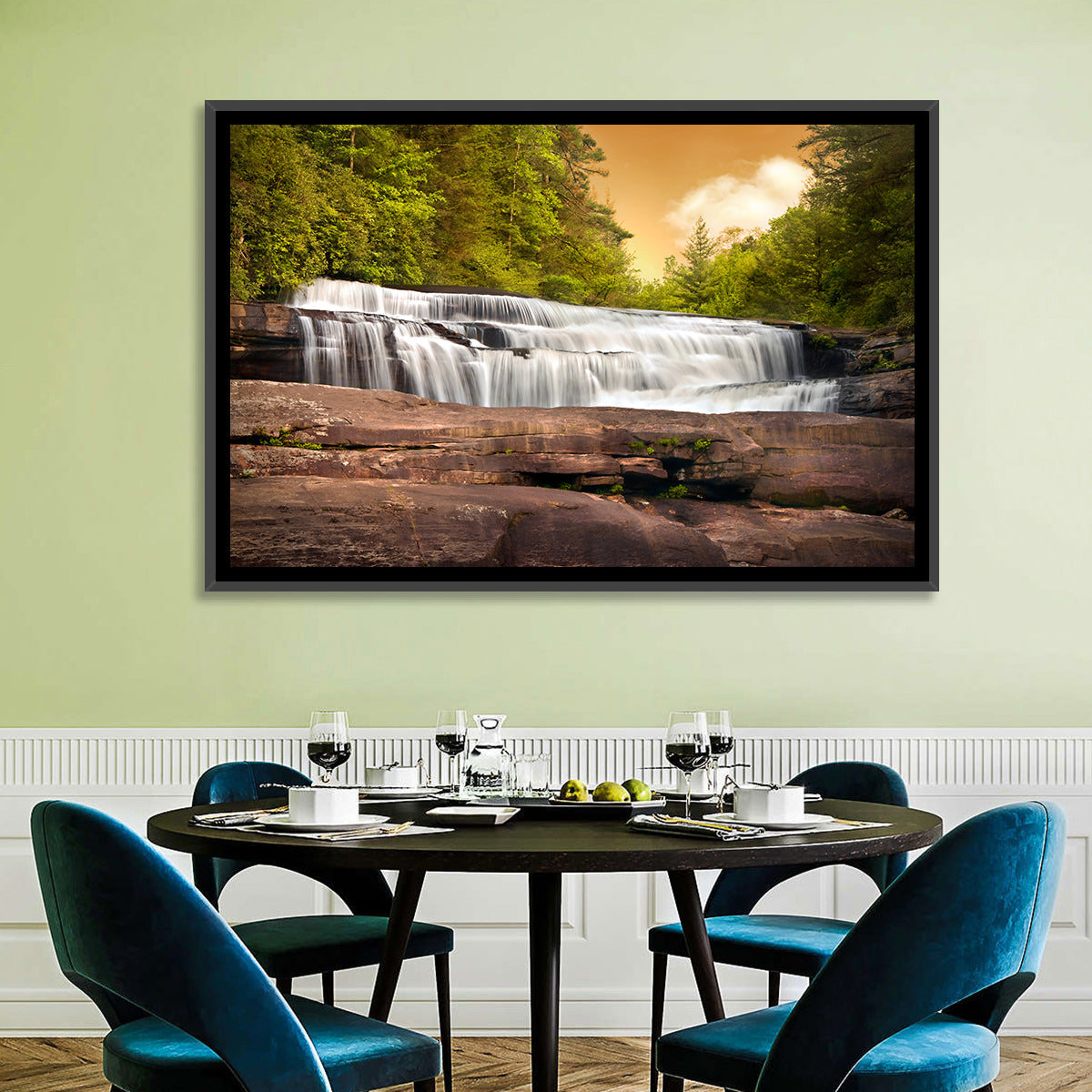 Blue Ridge Waterfall at Golden Hour Wall Art