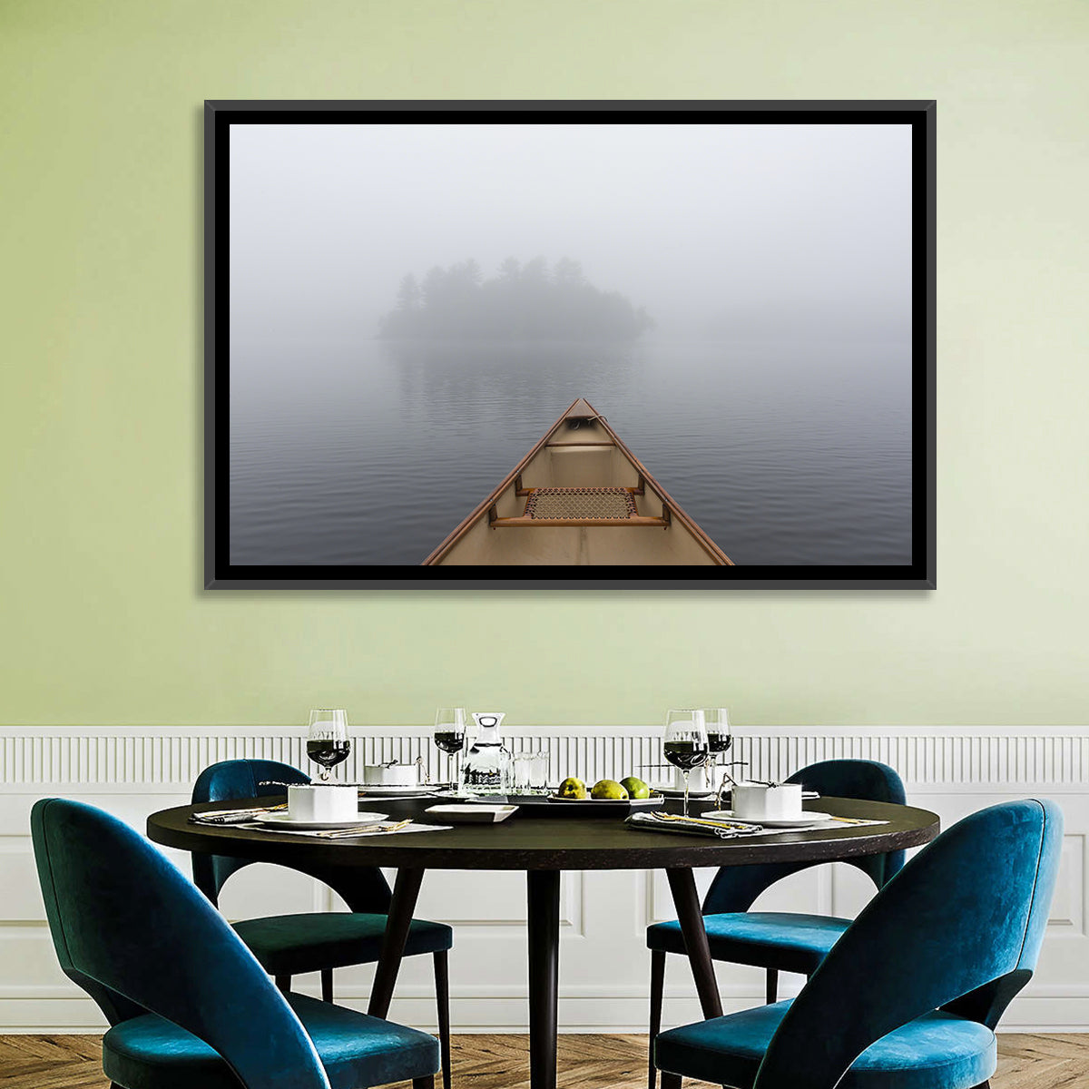 Canoe on Misty Ontario Lake Wall Art