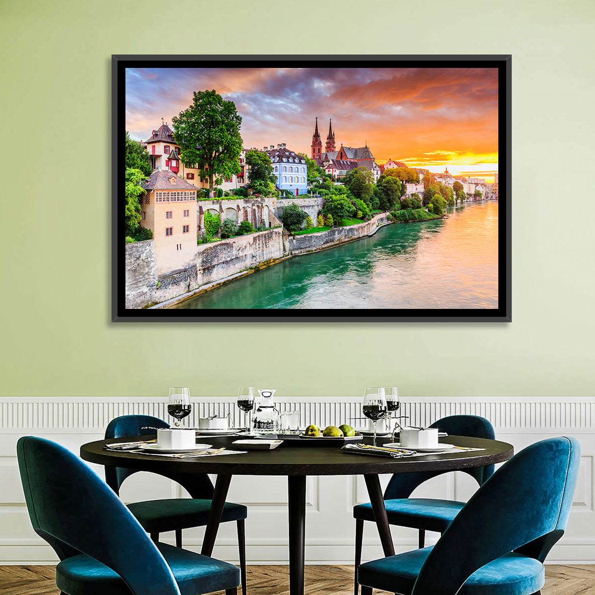 Basel Old Town at Sunset Wall Art