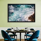Silky Teal Ocean Waves Wall Art