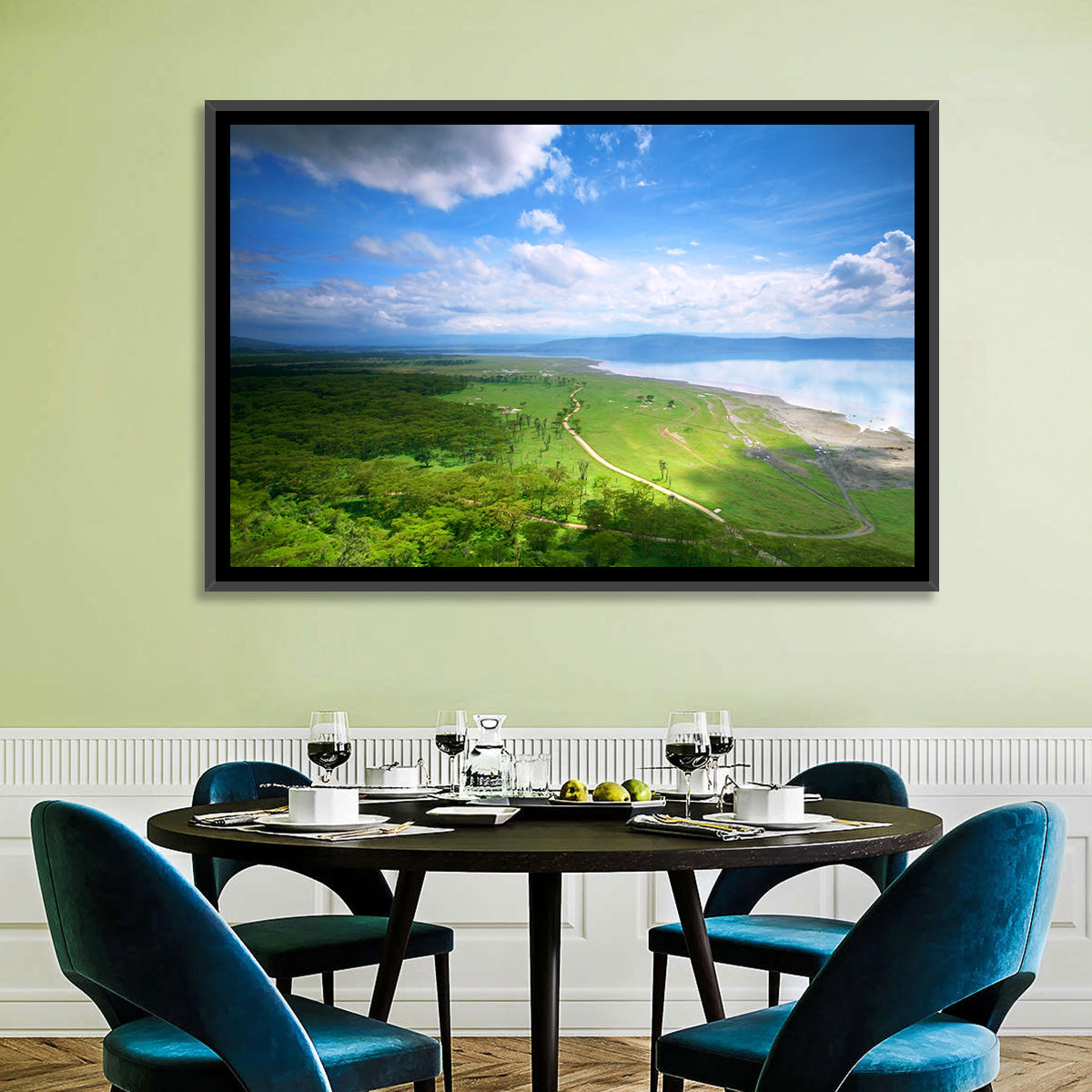 Lake Nakuru Overlook Wall Art in a room, landscape