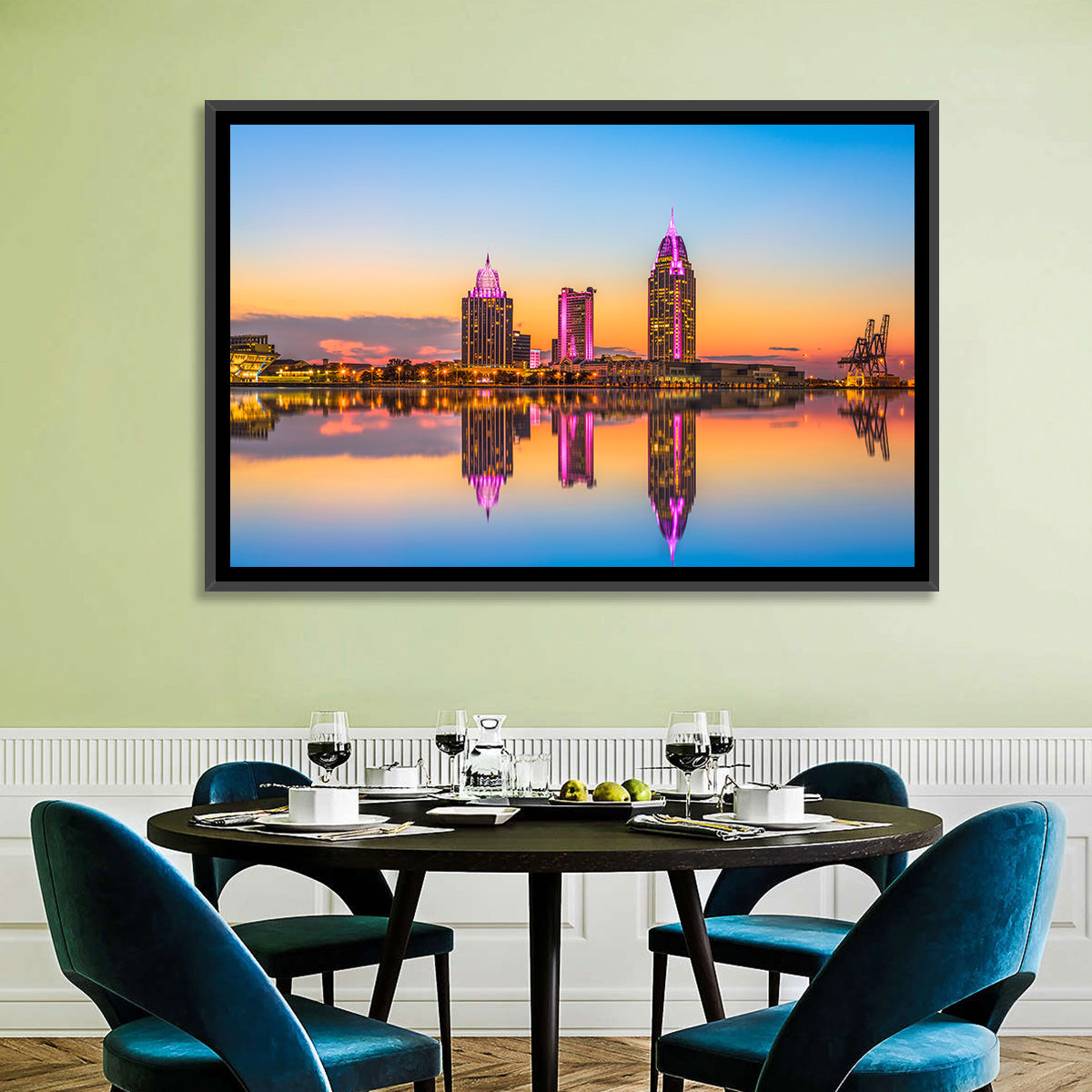 Mobile Alabama Sunset Skyline Wall Art