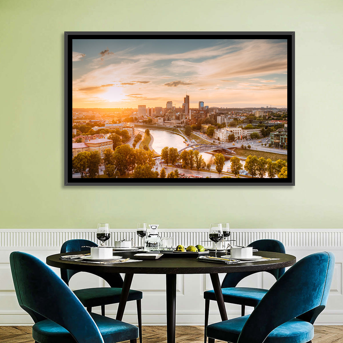 Vilnius Skyline at Golden Hour Wall Art