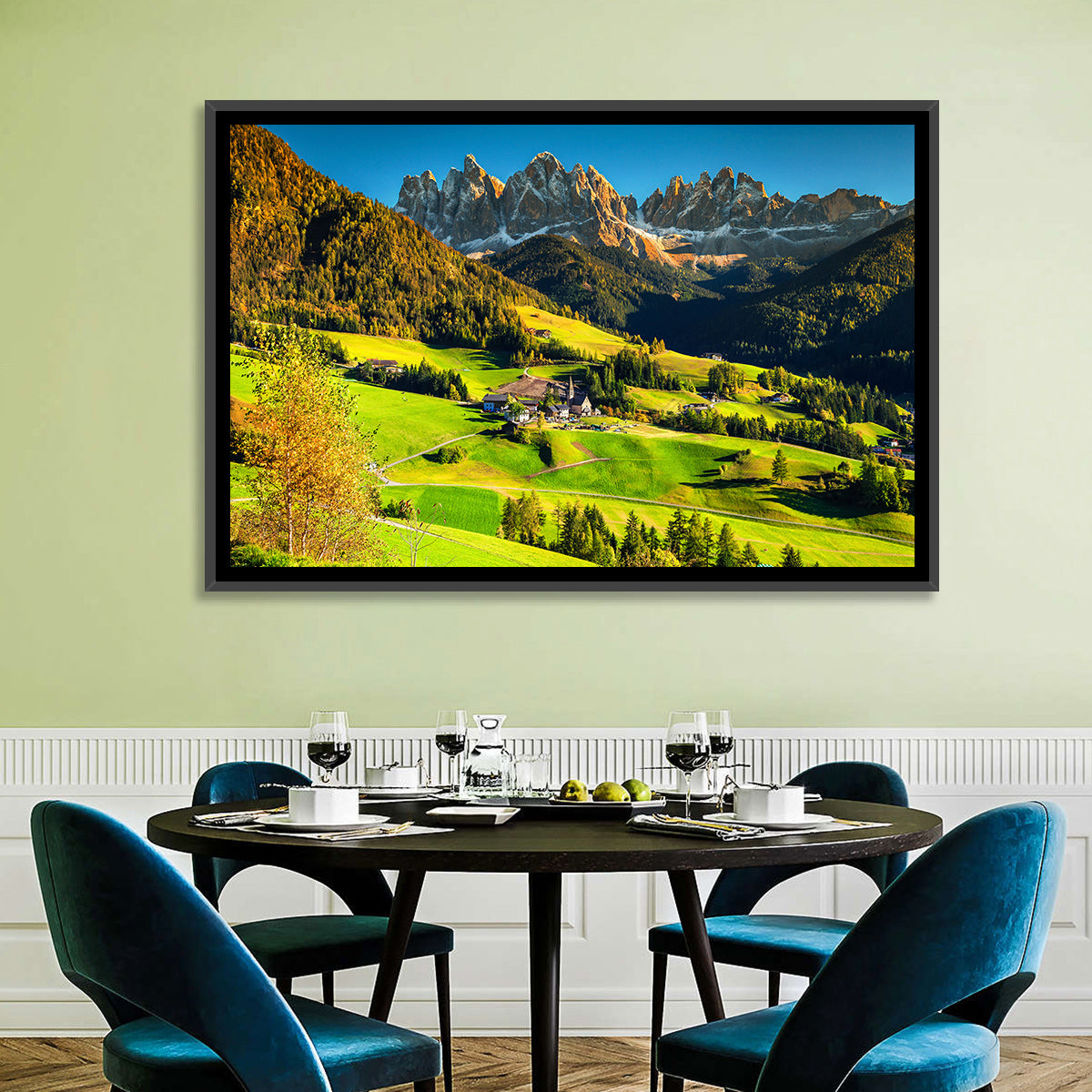 Santa Maddalena, Val Di Funes Wall Art in a room, landscape